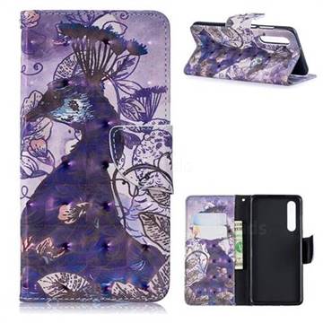 Purple Peacock 3D Painted Leather Wallet Phone Case for Huawei P30