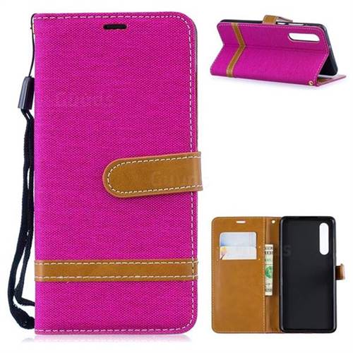 Jeans Cowboy Denim Leather Wallet Case for Huawei P30 - Rose