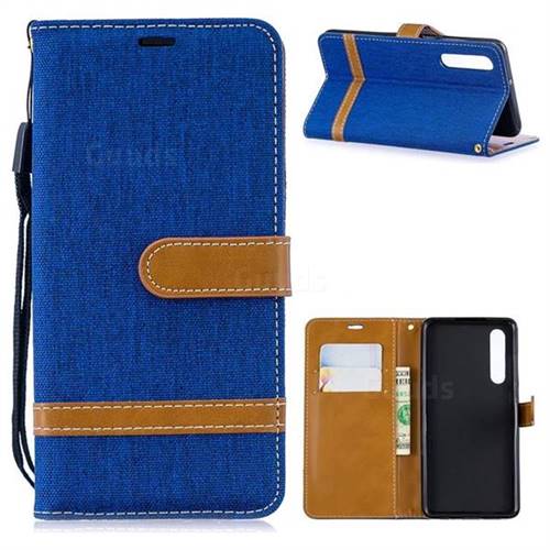 Jeans Cowboy Denim Leather Wallet Case for Huawei P30 - Sapphire