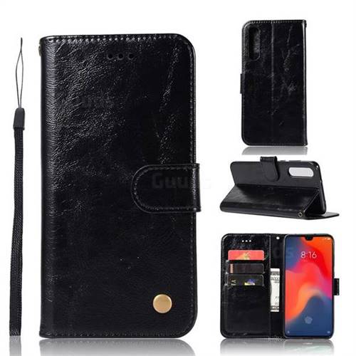 Luxury Retro Leather Wallet Case for Huawei P30 - Black