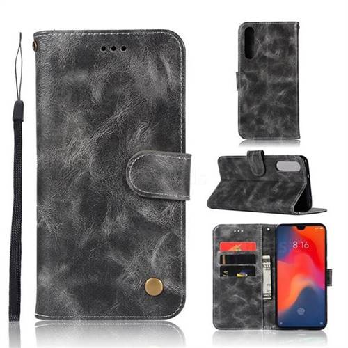 Luxury Retro Leather Wallet Case for Huawei P30 - Gray