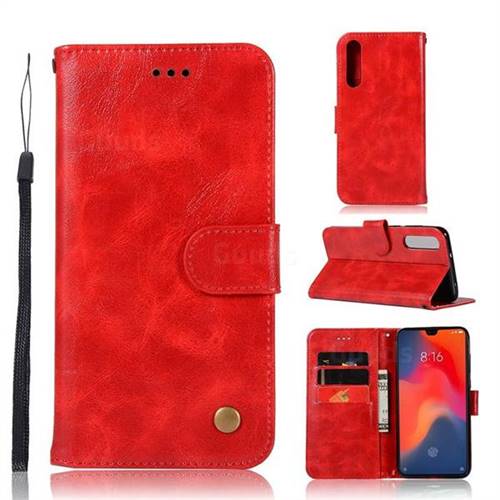 Luxury Retro Leather Wallet Case for Huawei P30 - Red