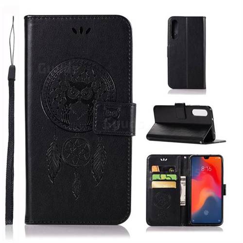 Intricate Embossing Owl Campanula Leather Wallet Case for Huawei P30 - Black
