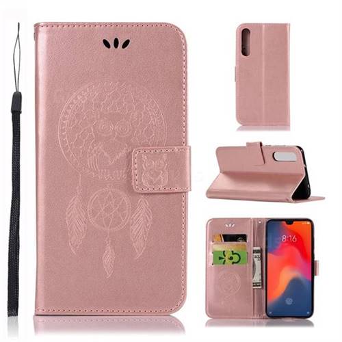 Intricate Embossing Owl Campanula Leather Wallet Case for Huawei P30 - Rose Gold