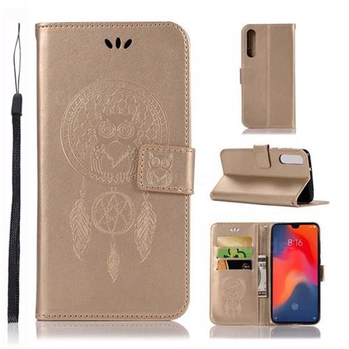 Intricate Embossing Owl Campanula Leather Wallet Case for Huawei P30 - Champagne