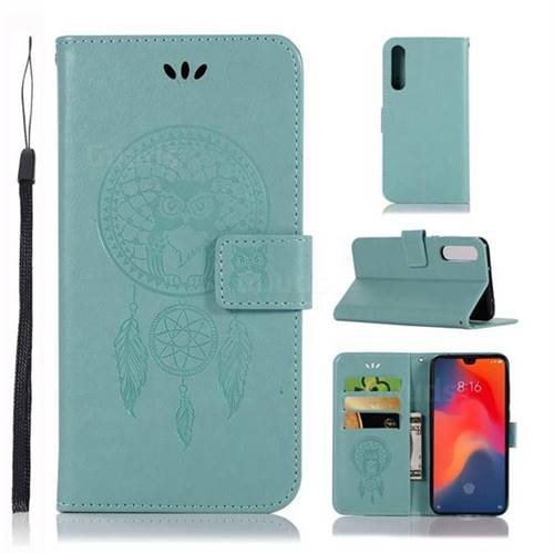 Intricate Embossing Owl Campanula Leather Wallet Case for Huawei P30 - Green
