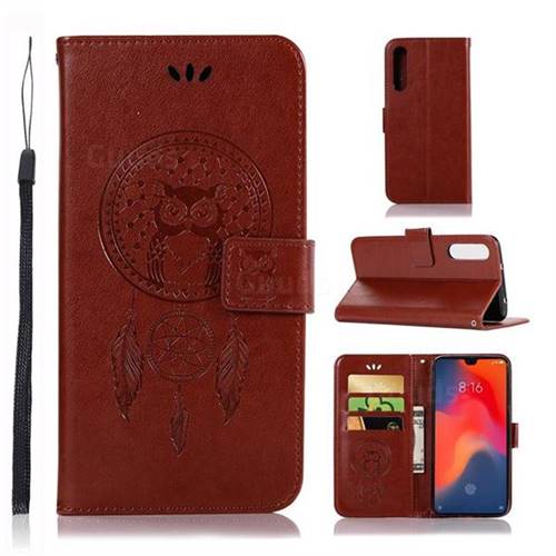 Intricate Embossing Owl Campanula Leather Wallet Case for Huawei P30 - Brown