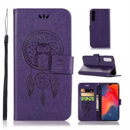 Intricate Embossing Owl Campanula Leather Wallet Case for Huawei P30 - Purple