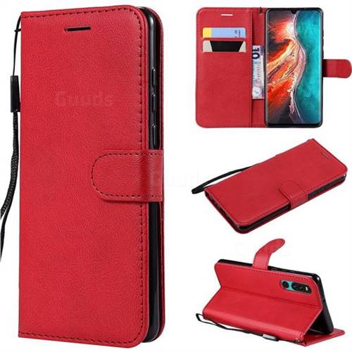 Retro Greek Classic Smooth PU Leather Wallet Phone Case for Huawei P30 - Red