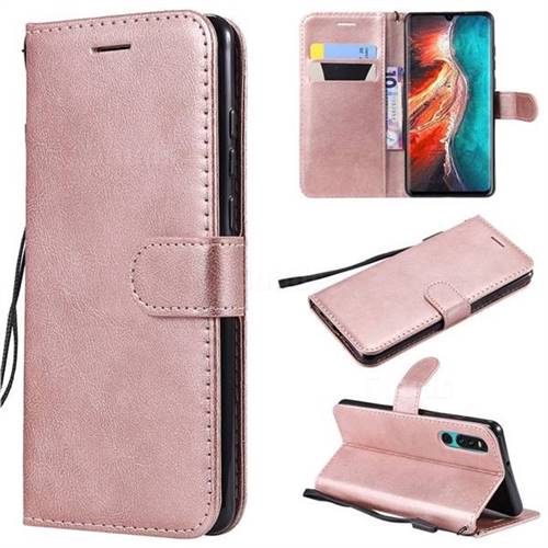 Retro Greek Classic Smooth PU Leather Wallet Phone Case for Huawei P30 - Rose Gold