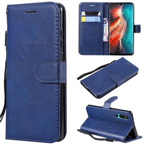 Retro Greek Classic Smooth PU Leather Wallet Phone Case for Huawei P30 - Blue