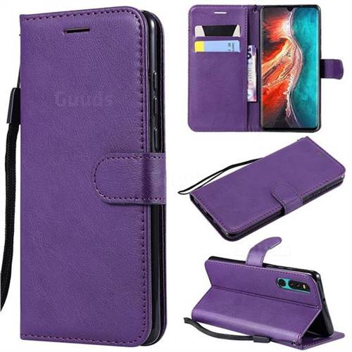 Retro Greek Classic Smooth PU Leather Wallet Phone Case for Huawei P30 - Purple