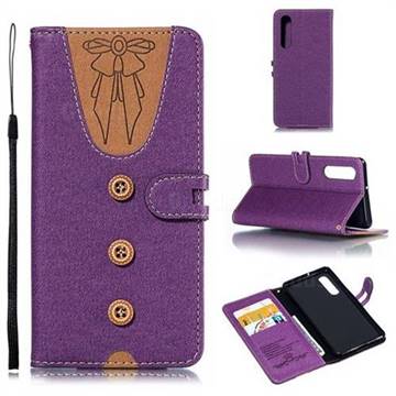 Ladies Bow Clothes Pattern Leather Wallet Phone Case for Huawei P30 - Purple