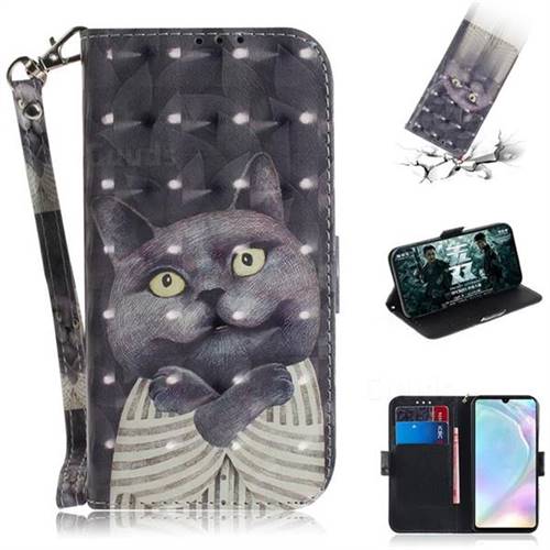 Cat Embrace 3D Painted Leather Wallet Phone Case for Huawei P30