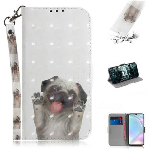 Pug Dog 3D Painted Leather Wallet Phone Case for Huawei P30