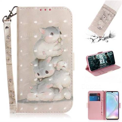 Three Squirrels 3D Painted Leather Wallet Phone Case for Huawei P30