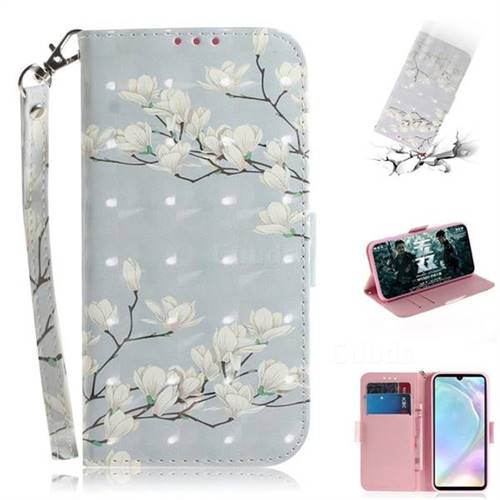 Magnolia Flower 3D Painted Leather Wallet Phone Case for Huawei P30