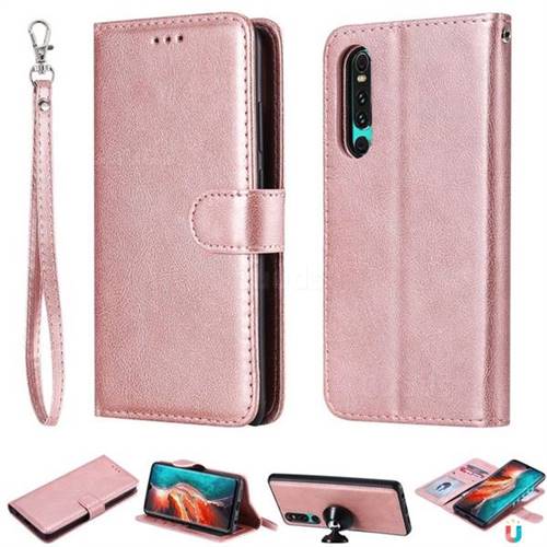 Retro Greek Detachable Magnetic PU Leather Wallet Phone Case for Huawei P30 - Rose Gold