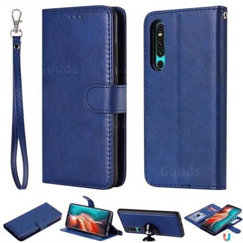 Retro Greek Detachable Magnetic PU Leather Wallet Phone Case for Huawei P30 - Blue