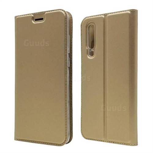 Ultra Slim Card Magnetic Automatic Suction Leather Wallet Case for Huawei P30 - Champagne