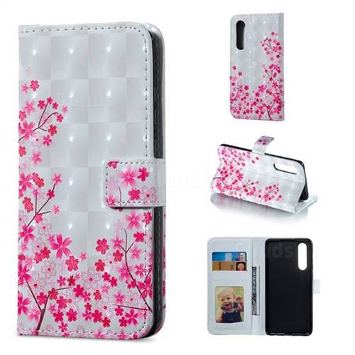 Cherry Blossom 3D Painted Leather Phone Wallet Case for Huawei P30