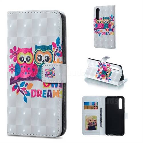 Couple Owl 3D Painted Leather Phone Wallet Case for Huawei P30
