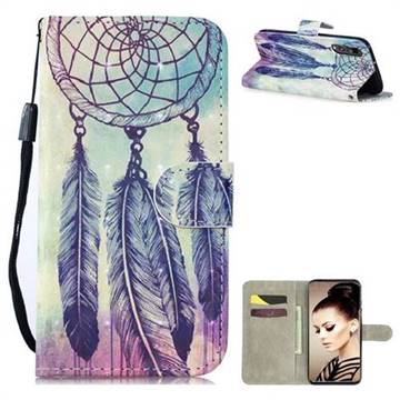 Feather Wind Chimes 3D Painted Leather Wallet Phone Case for Huawei P30