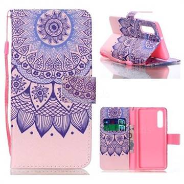 Purple Sunflower Leather Wallet Phone Case for Huawei P30