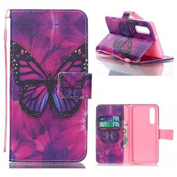 Black Butterfly Leather Wallet Phone Case for Huawei P30