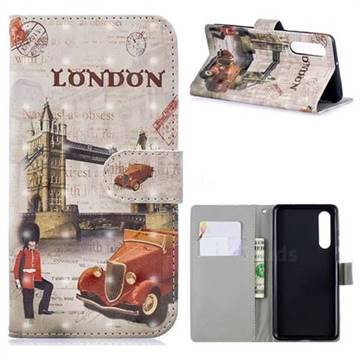Retro London 3D Painted Leather Phone Wallet Case for Huawei P30