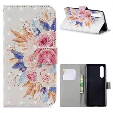 Rose Flowers 3D Painted Leather Phone Wallet Case for Huawei P30
