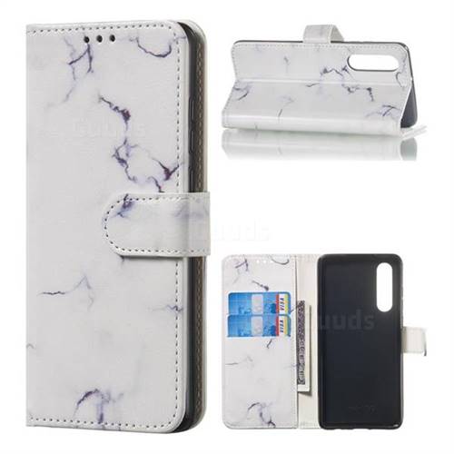 Soft White Marble PU Leather Wallet Case for Huawei P30