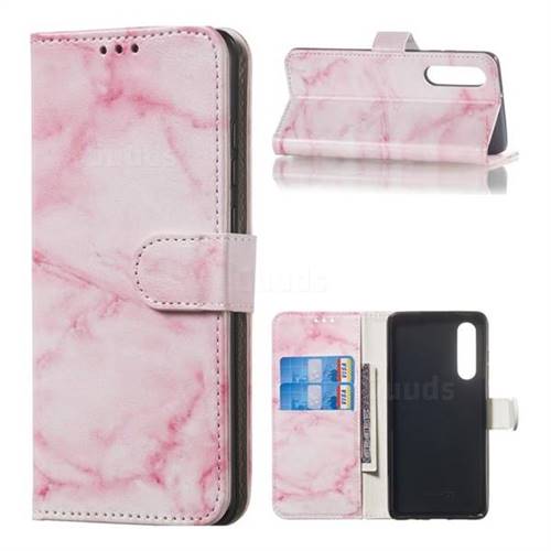 Pink Marble PU Leather Wallet Case for Huawei P30