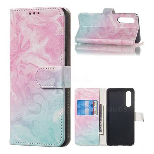 Pink Green Marble PU Leather Wallet Case for Huawei P30