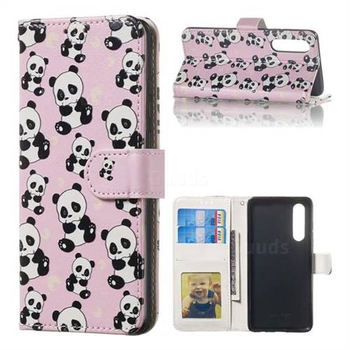 Cute Panda 3D Relief Oil PU Leather Wallet Case for Huawei P30