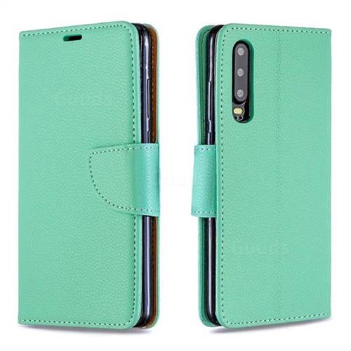 Classic Luxury Litchi Leather Phone Wallet Case for Huawei P30 - Green
