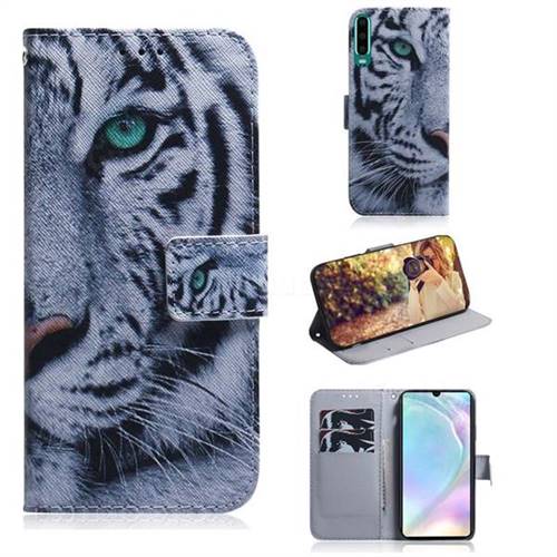 White Tiger PU Leather Wallet Case for Huawei P30