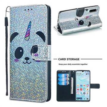 Panda Unicorn Sequins Painted Leather Wallet Case for Huawei P30