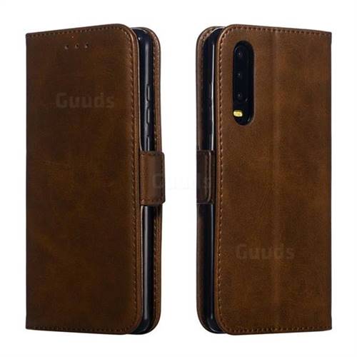 Retro Classic Calf Pattern Leather Wallet Phone Case for Huawei P30 - Brown