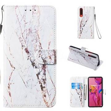 White Marble Smooth Leather Phone Wallet Case for Huawei P30