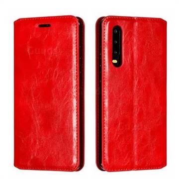Retro Slim Magnetic Crazy Horse PU Leather Wallet Case for Huawei P30 - Red
