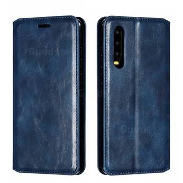 Retro Slim Magnetic Crazy Horse PU Leather Wallet Case for Huawei P30 - Blue