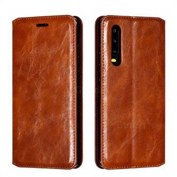 Retro Slim Magnetic Crazy Horse PU Leather Wallet Case for Huawei P30 - Brown