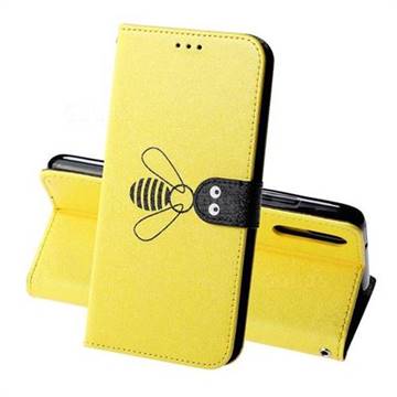 Silk Texture Bee Pattern Leather Phone Case for Huawei P30 - Yellow