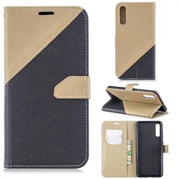 Dual Color Gold-Sand Leather Wallet Case for Huawei P30 (Black / Champagne )