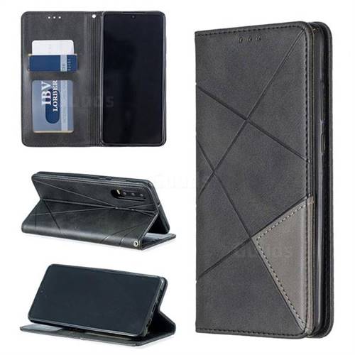 Prismatic Slim Magnetic Sucking Stitching Wallet Flip Cover for Huawei P30 - Black