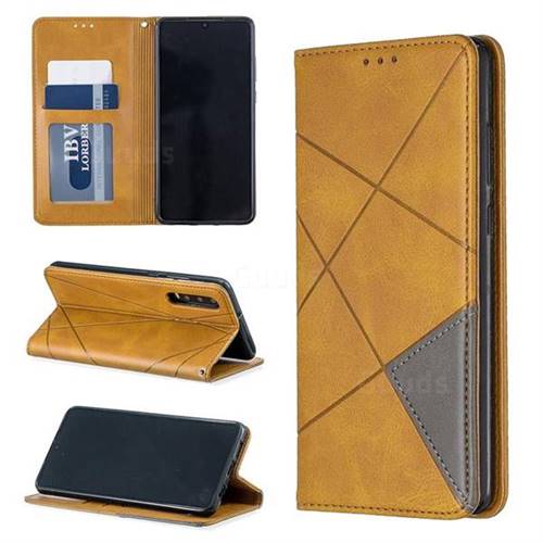 Prismatic Slim Magnetic Sucking Stitching Wallet Flip Cover for Huawei P30 - Yellow