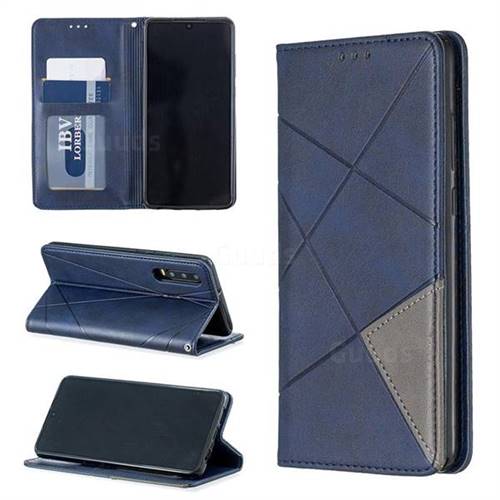 Prismatic Slim Magnetic Sucking Stitching Wallet Flip Cover for Huawei P30 - Blue
