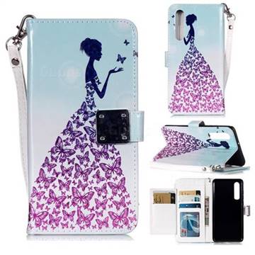Butterfly Princess 3D Shiny Dazzle Smooth PU Leather Wallet Case for Huawei P30