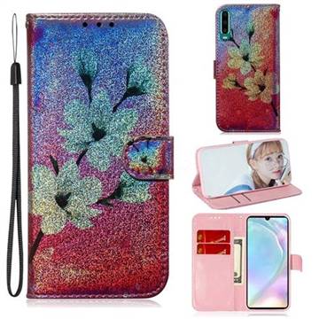 Magnolia Laser Shining Leather Wallet Phone Case for Huawei P30